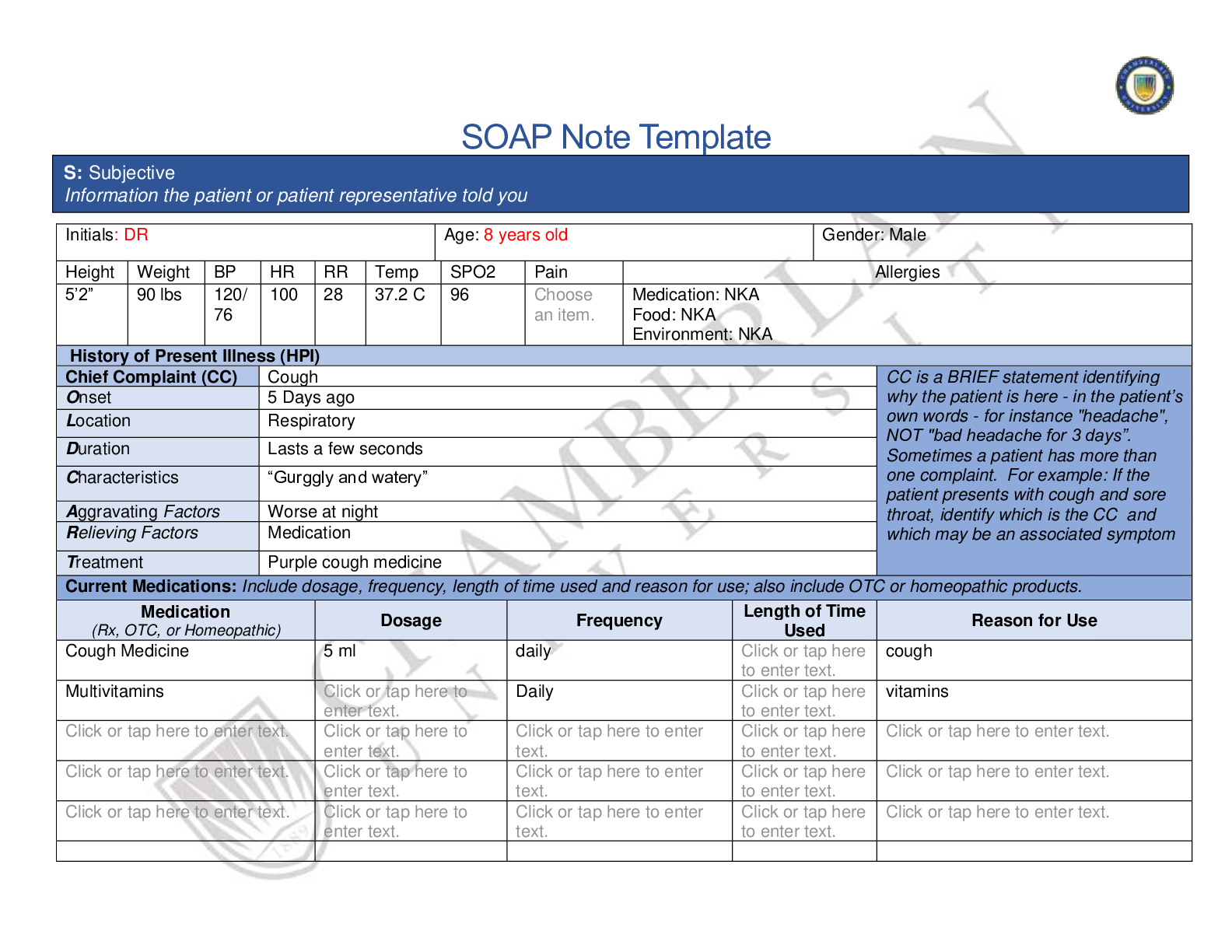 Preview image for NR 509 Week 7 Focused Exam Cough SOAP Note